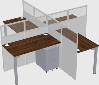Bureaux à quatre cabines