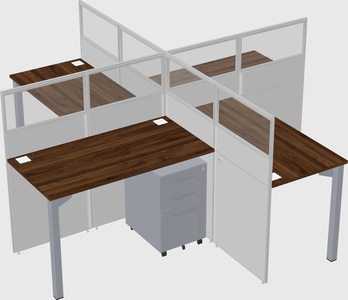 Bureaux à quatre cabines