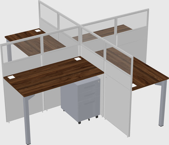 Bureaux à quatre cabines