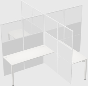 Bureaux à quatre cabines