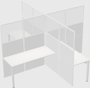Bureaux à quatre cabines