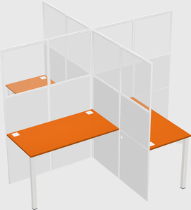Bureaux à quatre cabines