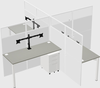 Bureaux à quatre cabines