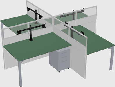 Quad office cubicles