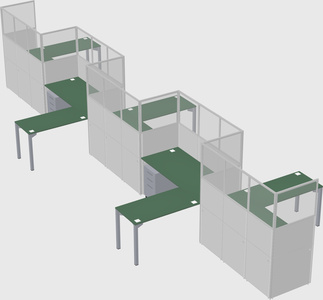 L-shape cubicles