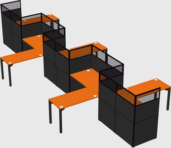 L-shape cubicles