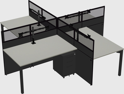 Quad office cubicles