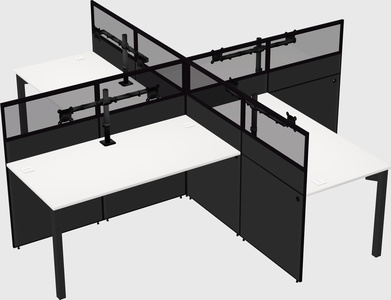 Bureaux à quatre cabines