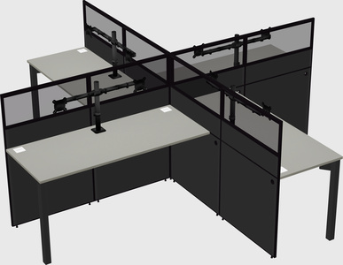 Bureaux à quatre cabines