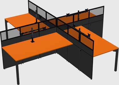 Quad office cubicles