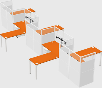 L-shape cubicles