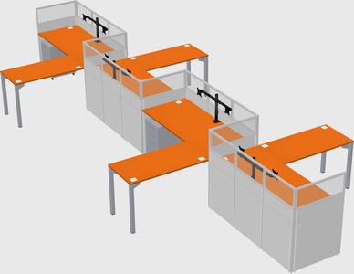 L-shape cubicles
