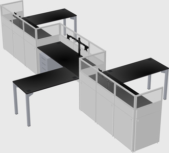 L-shape cubicles