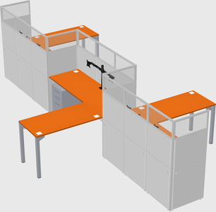 L-shape cubicles