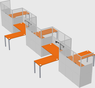 L-shape cubicles