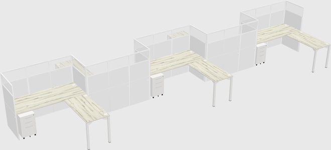 L-shape cubicles