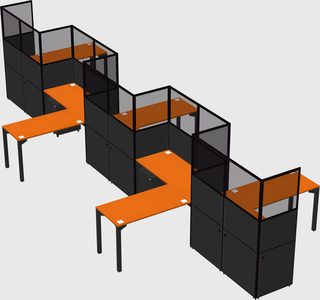 L-shape cubicles