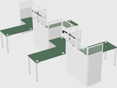 L-shape cubicles