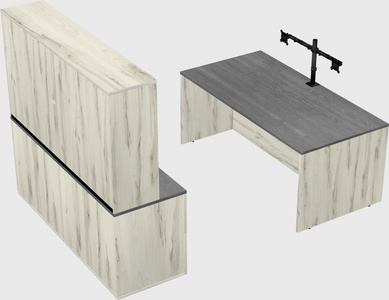Parallel desk with credenza