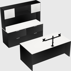 Bureau parallèle avec crédence