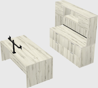 Parallel desk with credenza
