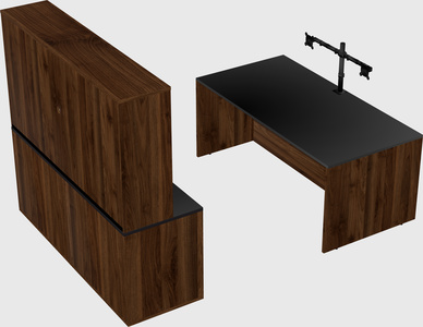 Parallel desk with credenza