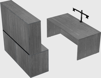 Parallel desk with credenza