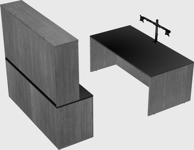 Parallel desk with credenza