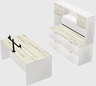 Bureau parallèle avec crédence
