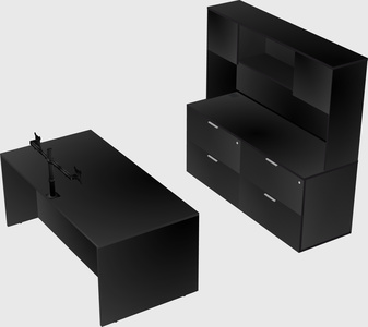 Parallel desk with credenza