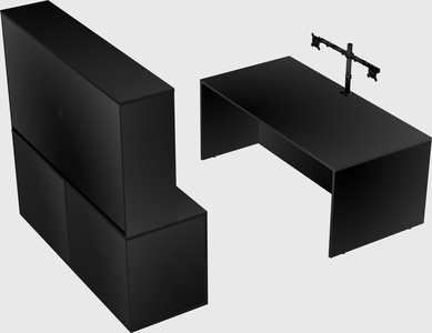 Parallel desk with credenza