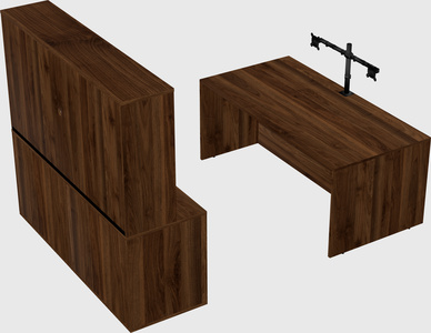 Parallel desk with credenza