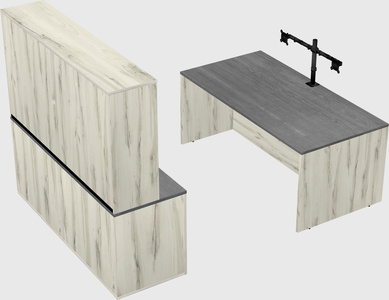 Parallel desk with credenza
