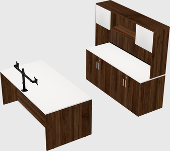 Parallel desk with credenza