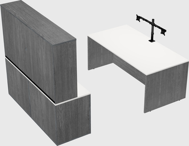 Parallel desk with credenza