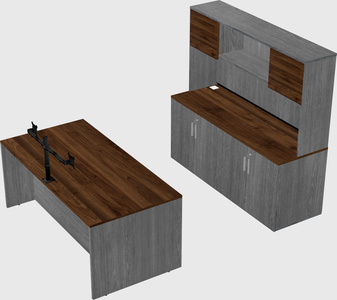 Parallel desk with credenza