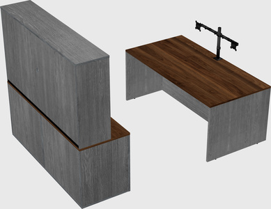 Parallel desk with credenza