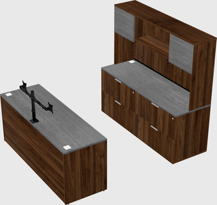 Bureau parallèle avec crédence