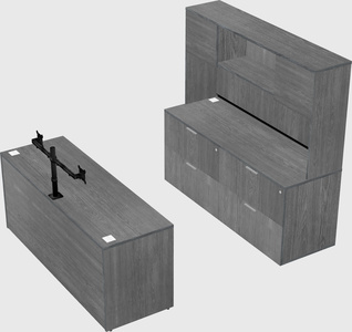 Parallel desk with credenza