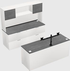 Bureau parallèle avec crédence