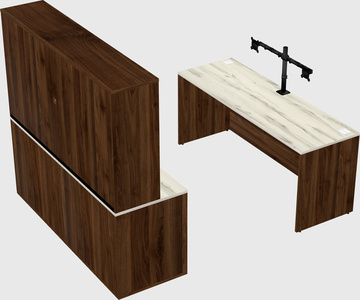 Parallel desk with credenza