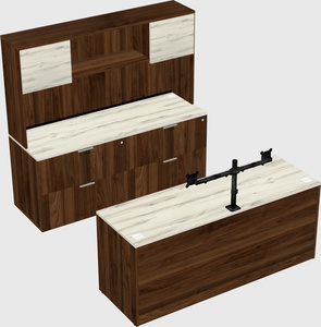 Parallel desk with credenza