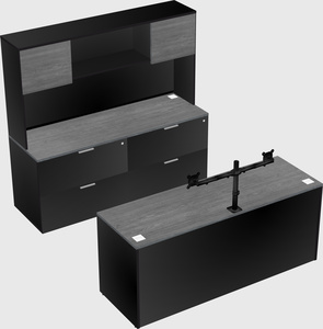 Parallel desk with credenza