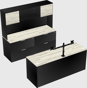 Bureau parallèle avec crédence