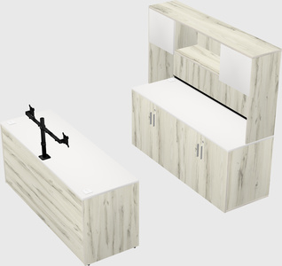 Parallel desk with credenza
