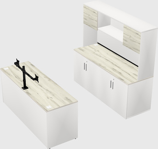 Bureau parallèle avec crédence