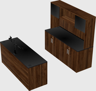 Parallel desk with credenza