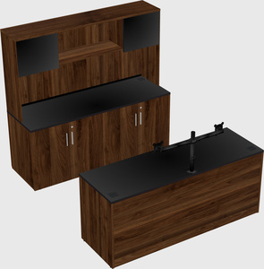 Parallel desk with credenza