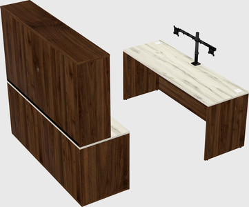 Bureau parallèle avec crédence
