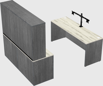 Parallel desk with credenza